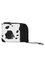 Wrangler Wrangler Black Cowprint Mini Zip Card Case WG102-W005BK