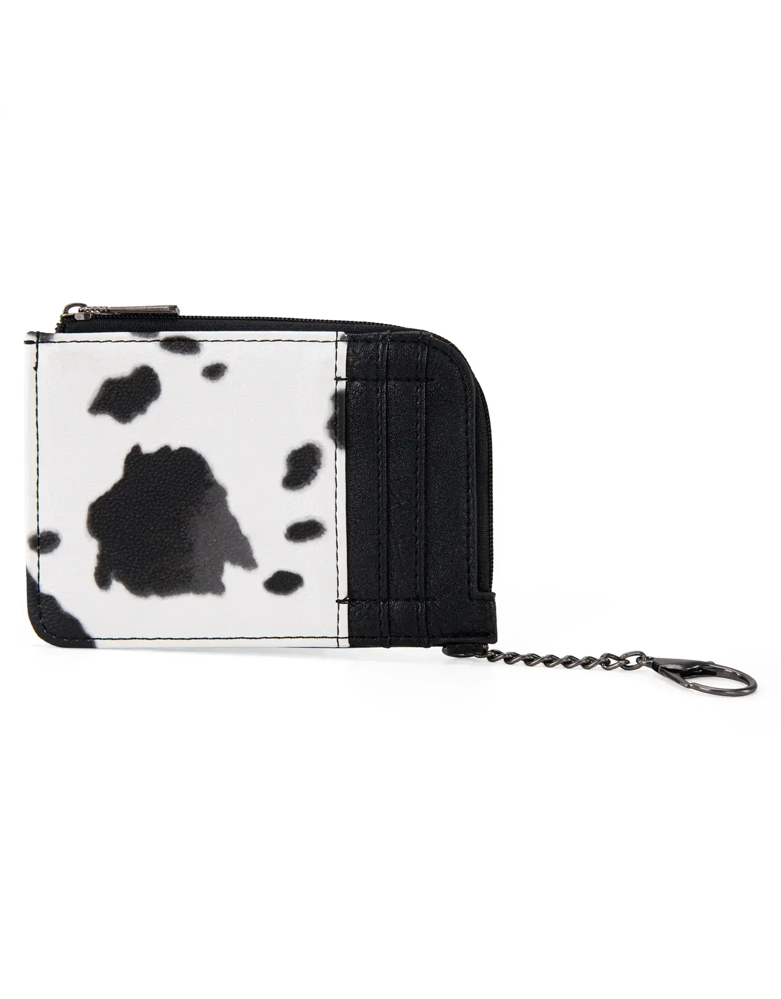 Wrangler Wrangler Black Cowprint Mini Zip Card Case WG102-W005BK