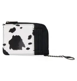 Wrangler Wrangler Black Cowprint Mini Zip Card Case WG102-W005BK
