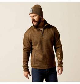 Ariat Ariat Men's Caldwell Logo 1/4 Zip Sweater 10052972 Dark Brown Heather