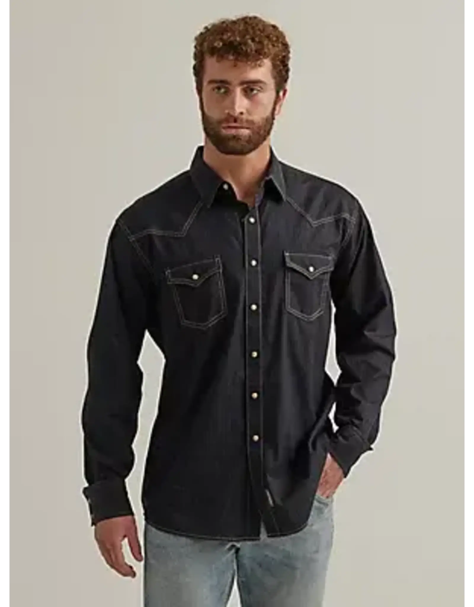 Wrangler Wrangler Men’s Retro Premium Long Sleeve Shirt MVR532X Black