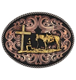 Attitude Jewelry Attitude Praying Cowboy 2 Tone A1005 Belt Buckle