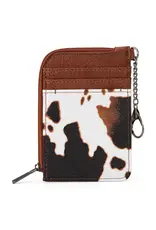 Wrangler Wrangler Cognac Cowprint Mini Zip Card Case WG102-W005BR