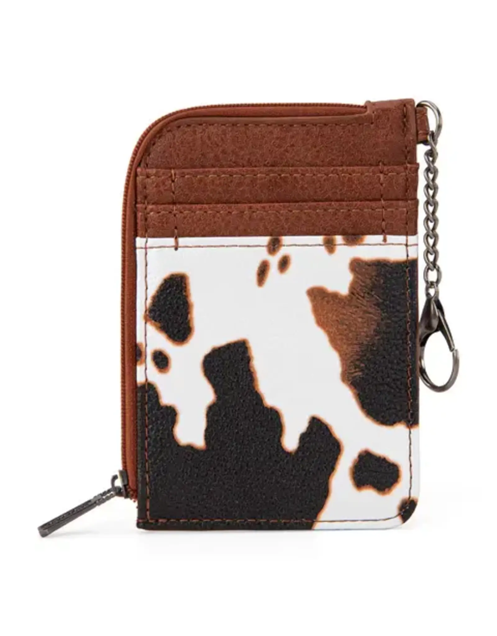 Wrangler Wrangler Cognac Cowprint Mini Zip Card Case WG102-W005BR