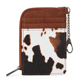 Wrangler Wrangler Cognac Cowprint Mini Zip Card Case WG102-W005BR