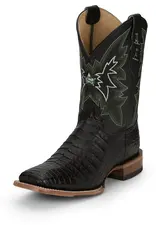Justin George Strait Haggard Caiman GR5705 Black Wide Square Exotic Boots *no reorder*