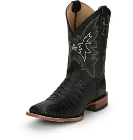 Justin George Strait Haggard Caiman GR5705 Black Wide Square Exotic Boots no reorder