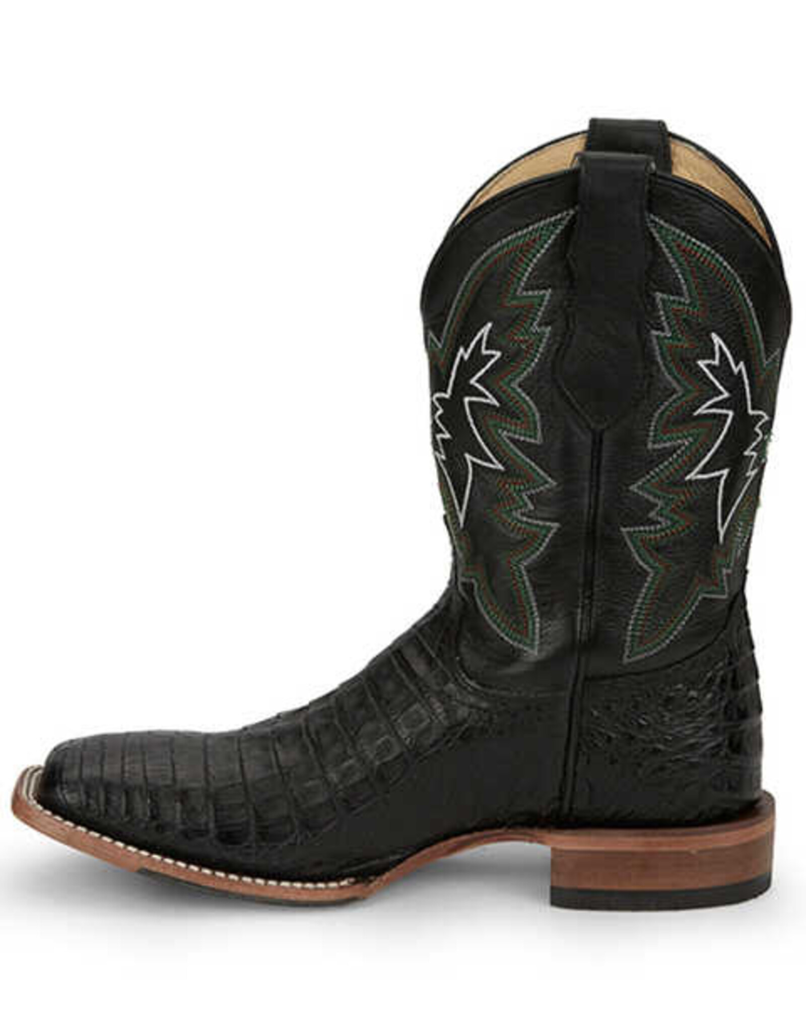 Justin George Strait Haggard Caiman GR5705 Black Wide Square Exotic Boots *no reorder*