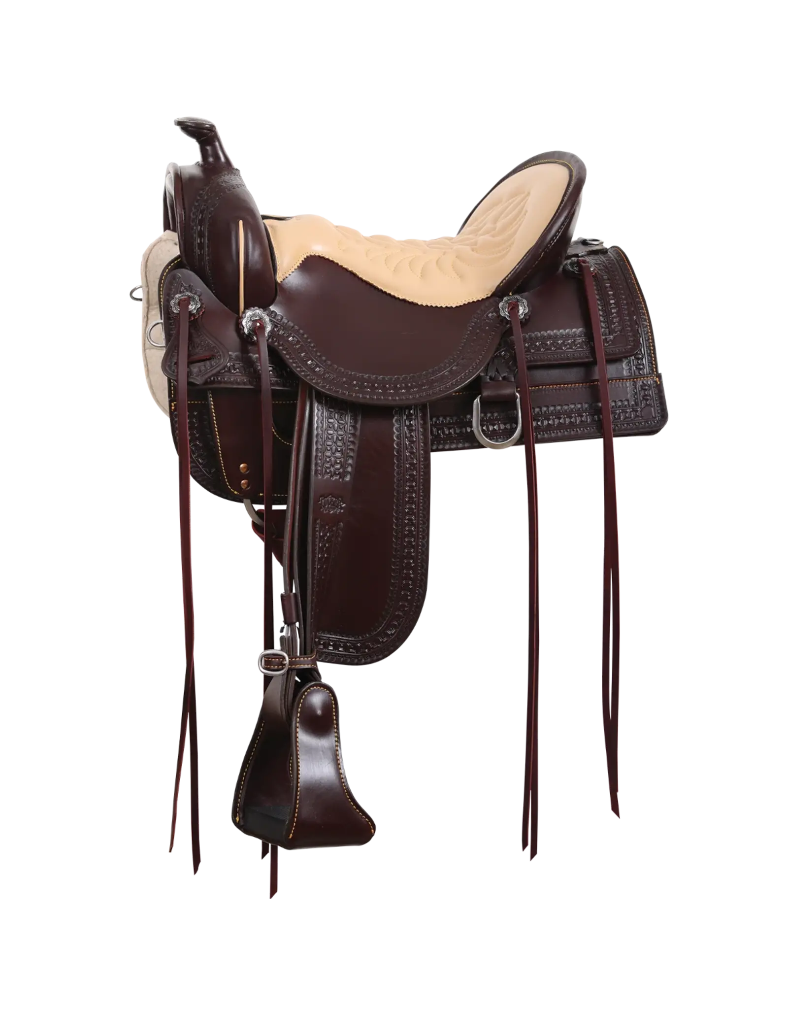 Tucker Old West Heritage Heavy Oil Chestnut 16.5" Seat Wide Tree 377-6T1-1214-42 Trail Saddle