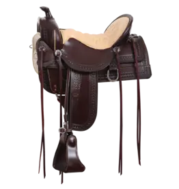 Tucker Old West Heritage Heavy Oil Chestnut 16.5" Seat Wide Tree 377-6T1-1214-42 Trail Saddle