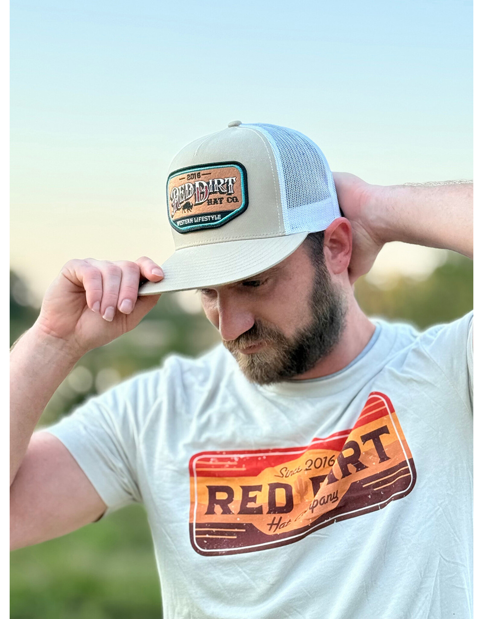 Red Dirt Hat Company Red Dirt Hat Co. "Lifestyle" White/Khaki Flatbill Cap RDHC-484