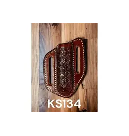 Circle SH Cutlery Circle SH Snowflake Tooled Pocket Knife Sheath KS-134