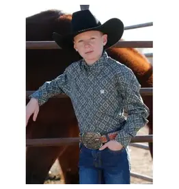 Cinch Cinch Boys Long Sleeve Button Up MTW7060368 Grey Western Shirt