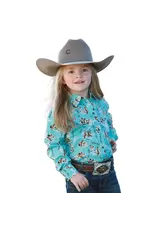 Cruel Cruel Girl Girls Long Sleeve Snap Western Shirt CTW3370017 Turq.