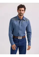 Wrangler Wrangler Mens Rodeo Ben Long Sleeve Pearl Snap Shirt 112360119 Blue
