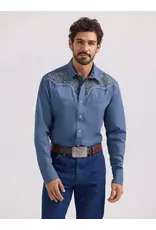 Wrangler Wrangler Mens Rodeo Ben Long Sleeve Pearl Snap Shirt 112360119 Blue