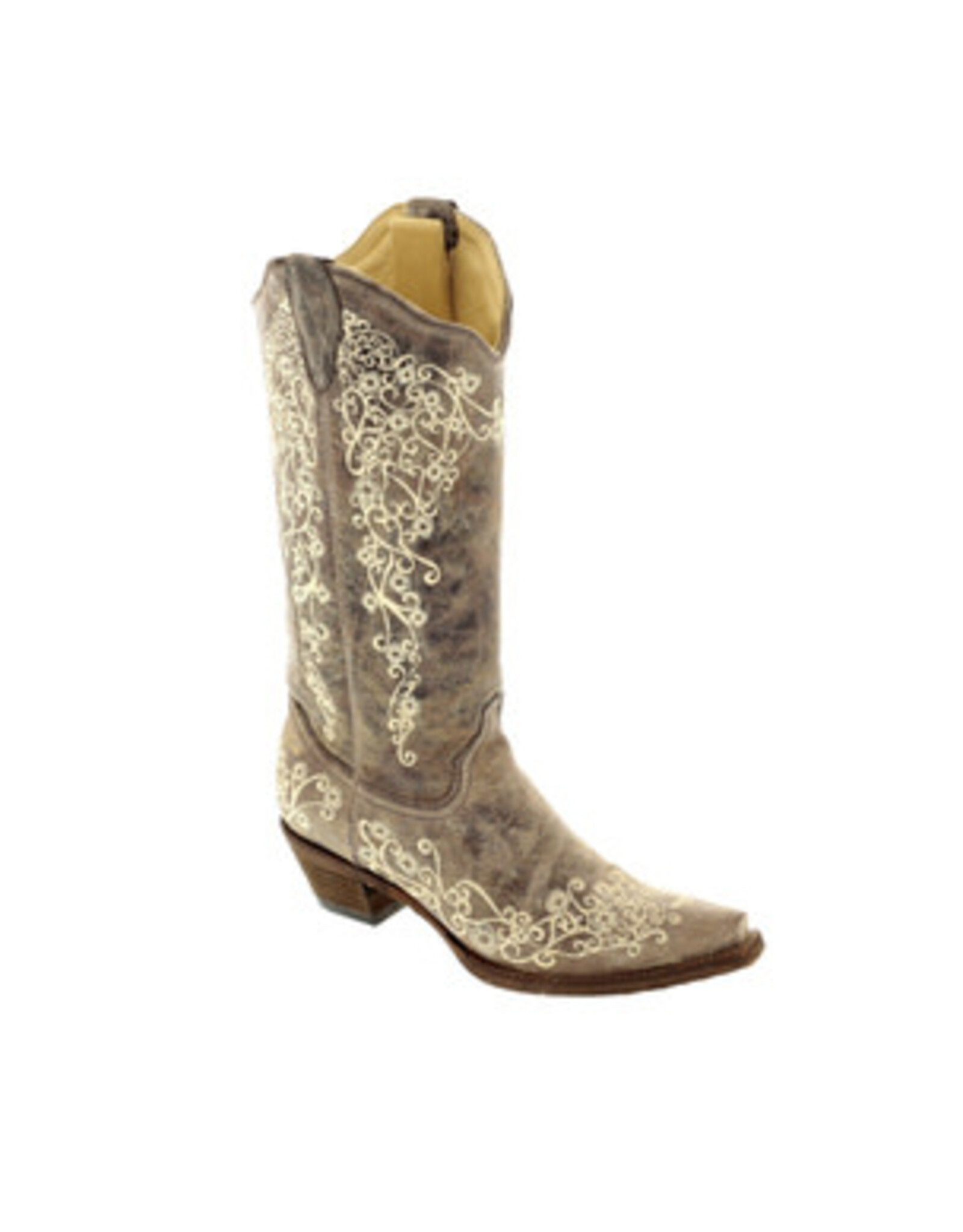 Corral Corral Ladies Brown Crater Bone Embroidered Western Boots A1094 "Wedding Boot"