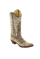Corral Corral Ladies Brown Crater Bone Embroidered Western Boots A1094 "Wedding Boot"