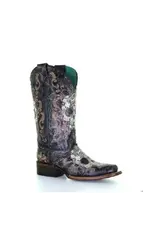Corral Corral Ladies Black/White Floral Skull  Embroidery and Studs Z5005 Sq.Toe Boots