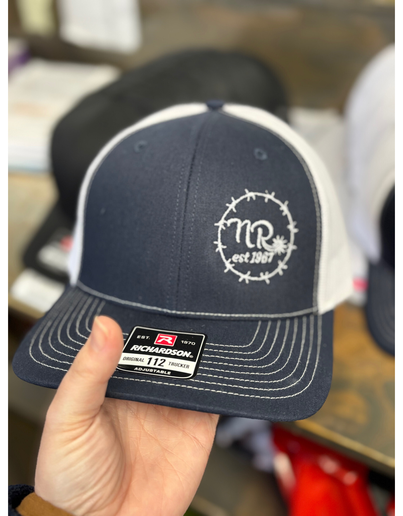 NR Nelson Royal's Small Barbwire Side Logo Cap BL/WH 112-1008