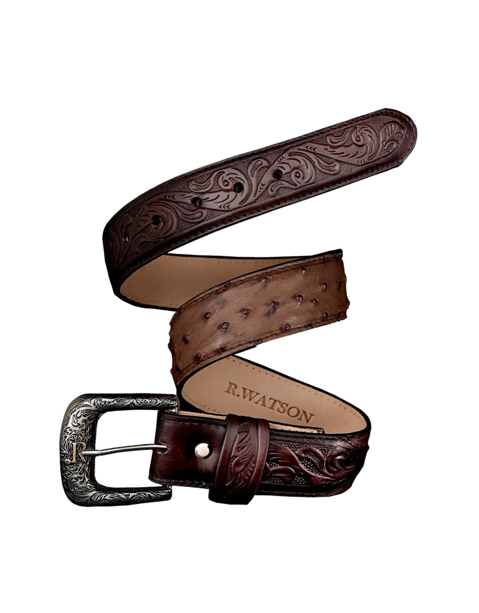 R Watson R Watson Kango Tobac (Chocolate) Ostrich Belt RWB2312