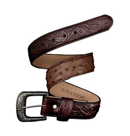 R Watson R Watson Kango Tobac (Chocolate) Ostrich Belt RWB2312