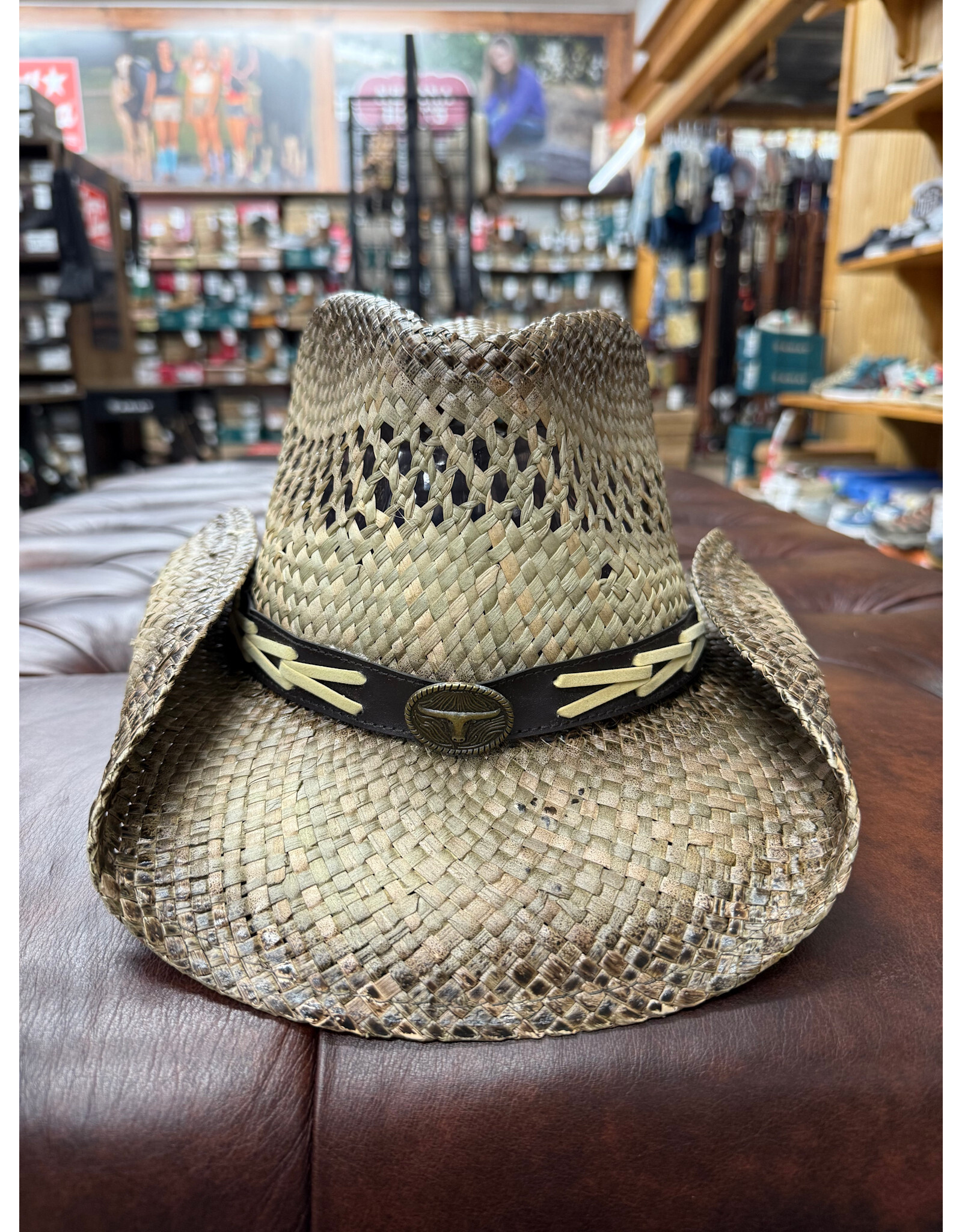 Milano Milano Straw Hat with Bull on Black Band MS554OS-NAT