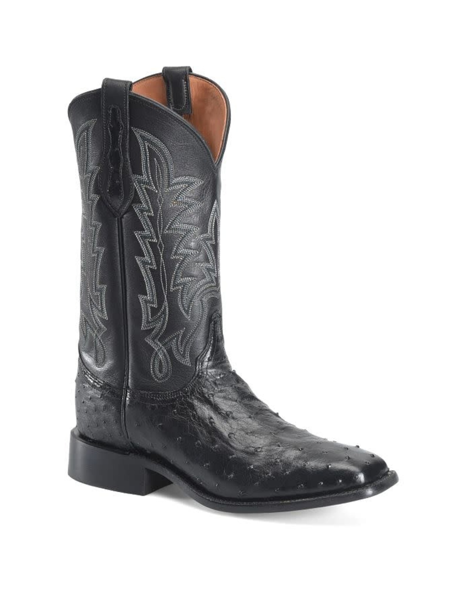 Justin Men's Rancher Black Full Quill Ostrich GR5335 Exotic Western Boots