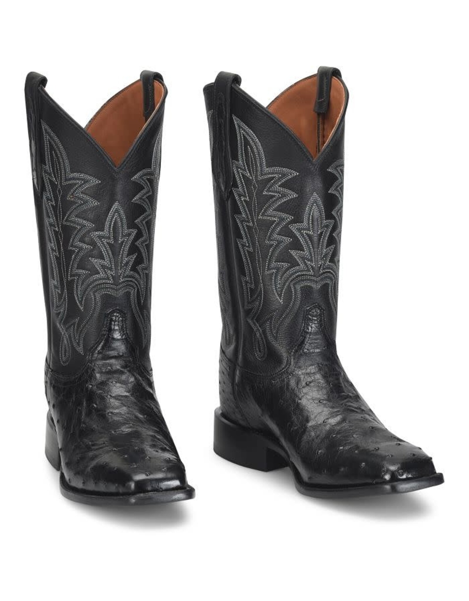 Justin Men's Rancher Black Full Quill Ostrich GR5335 Exotic Western Boots