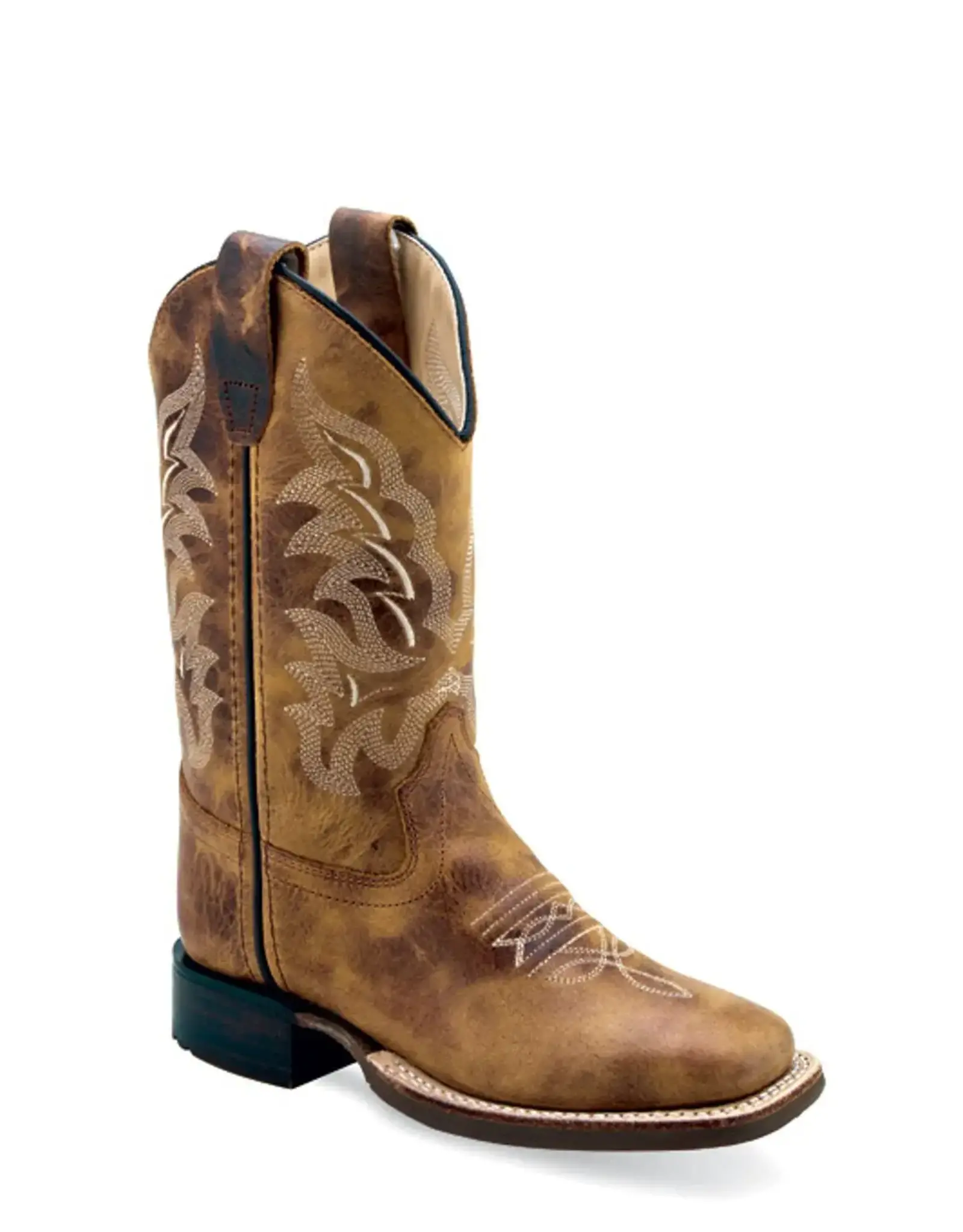 Old West Old West Kids Distressed Brown Square Toe 1979 Western Boots