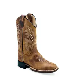 Old West Old West Kids Distressed Brown Square Toe BSC1979 Western Boots