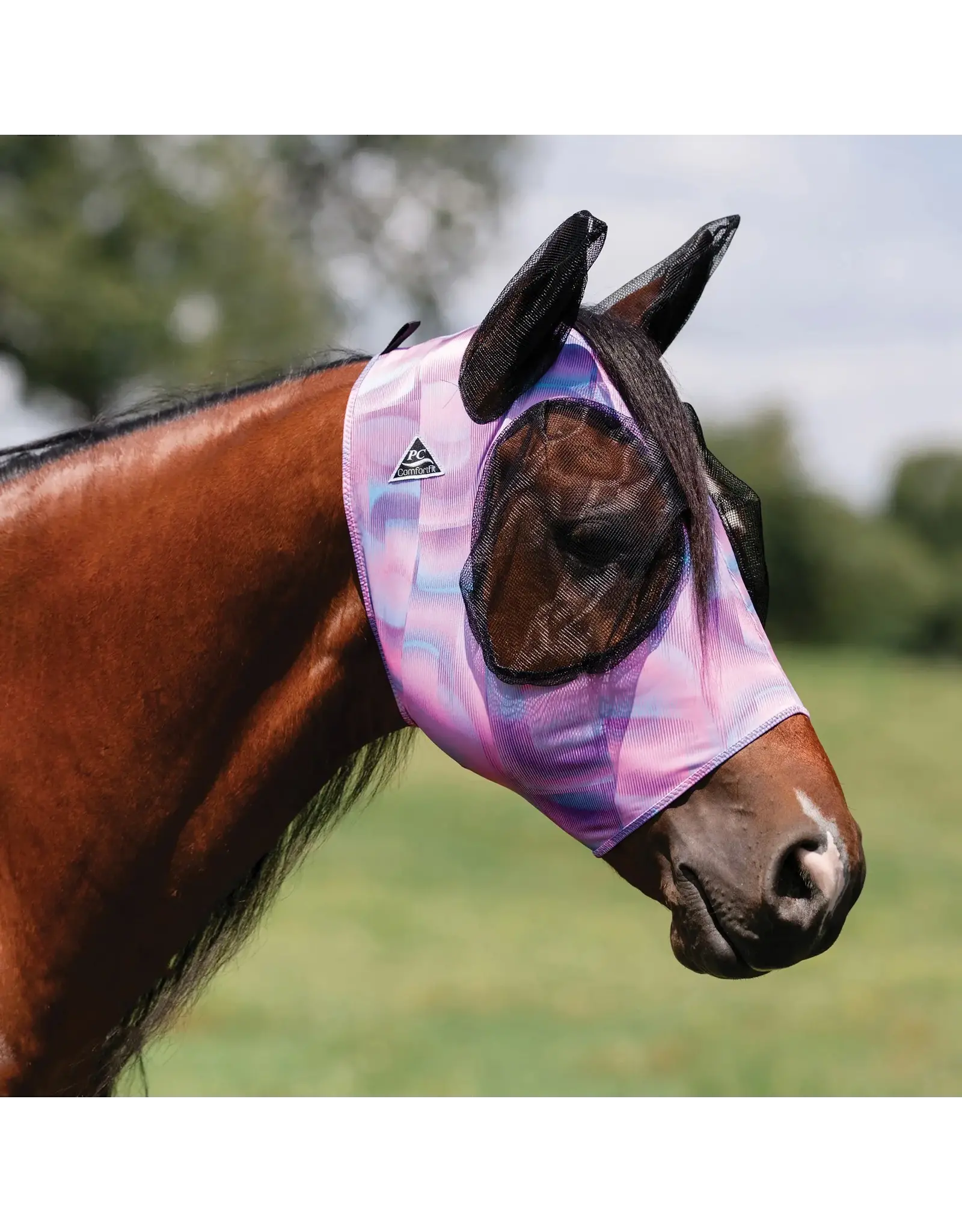 Professional's Choice  Comfort Fly Mask  CFM200-GEO Pink/Purple Geo Horse size