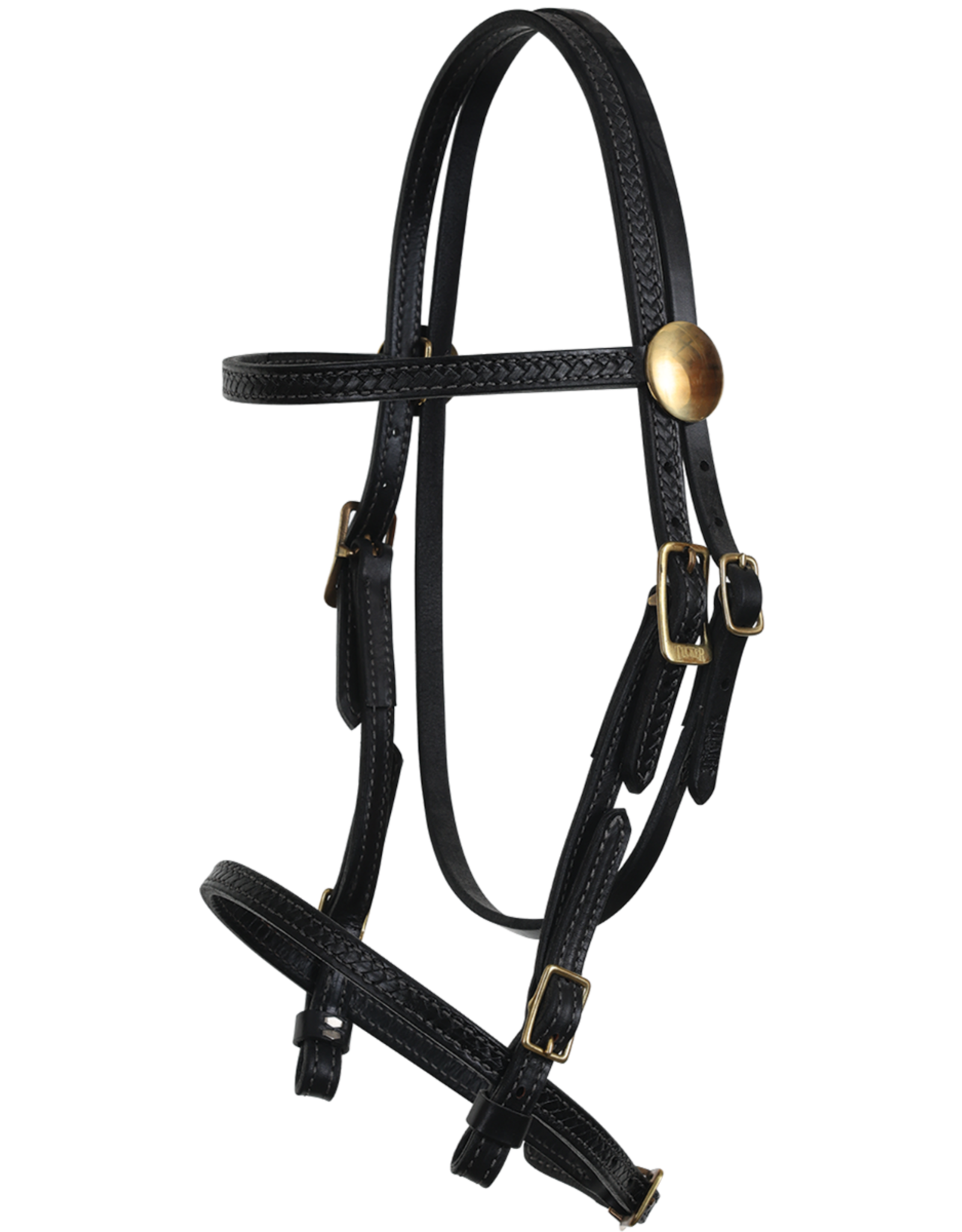 Tucker Heritage River Plantation Headstall 346B-1111-GY Black Tooled/Brass Grey Stitching