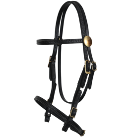 Tucker Heritage River Plantation Headstall 346B-1111-GY Black Tooled/Brass Grey Stitching