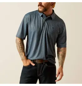 Ariat Ariat Mens All Over Print SS Polo 10055187 Newsboy Blue