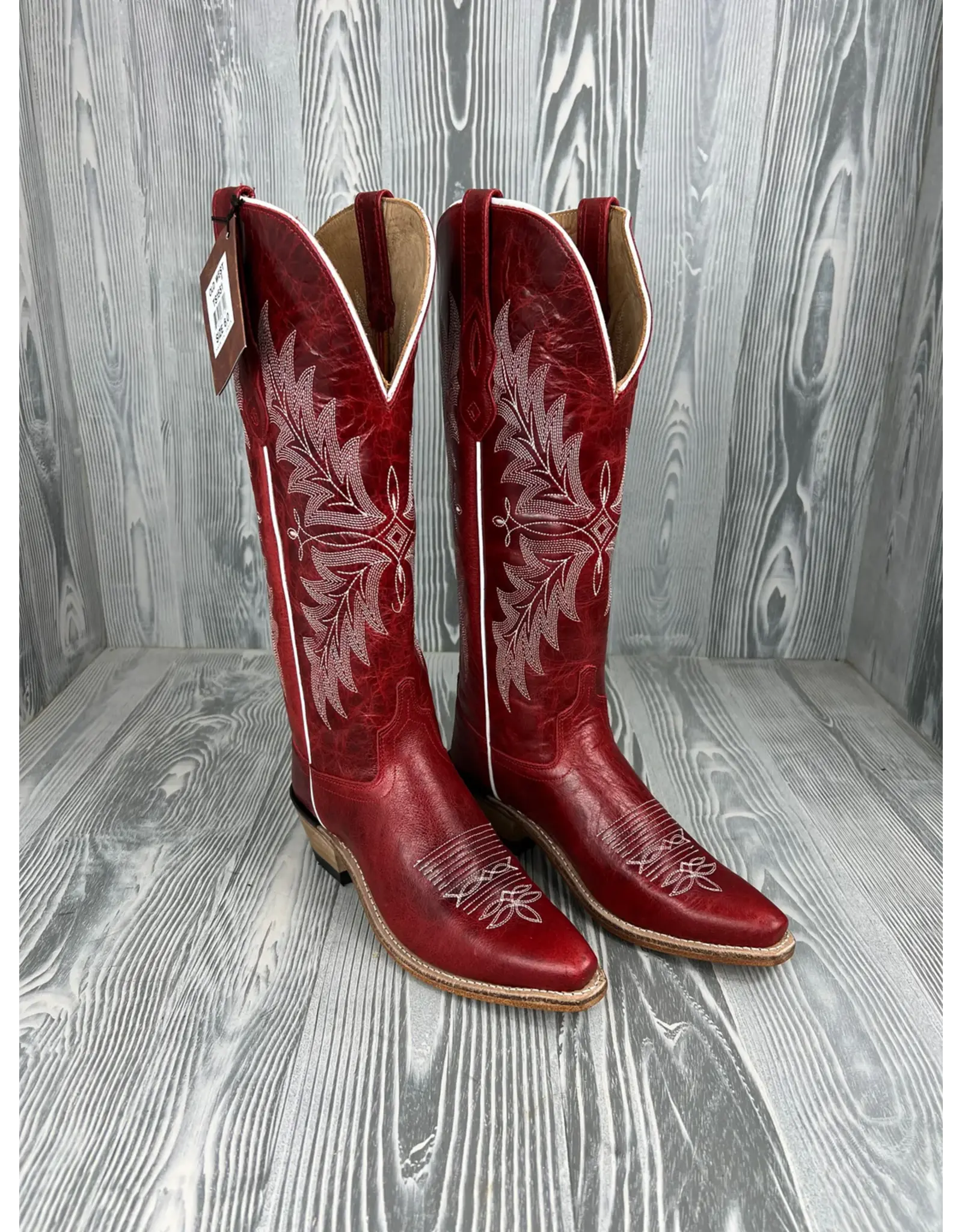 Old West  Ladies TS1551 Tall Distressed Red Snip Toe Western Boots