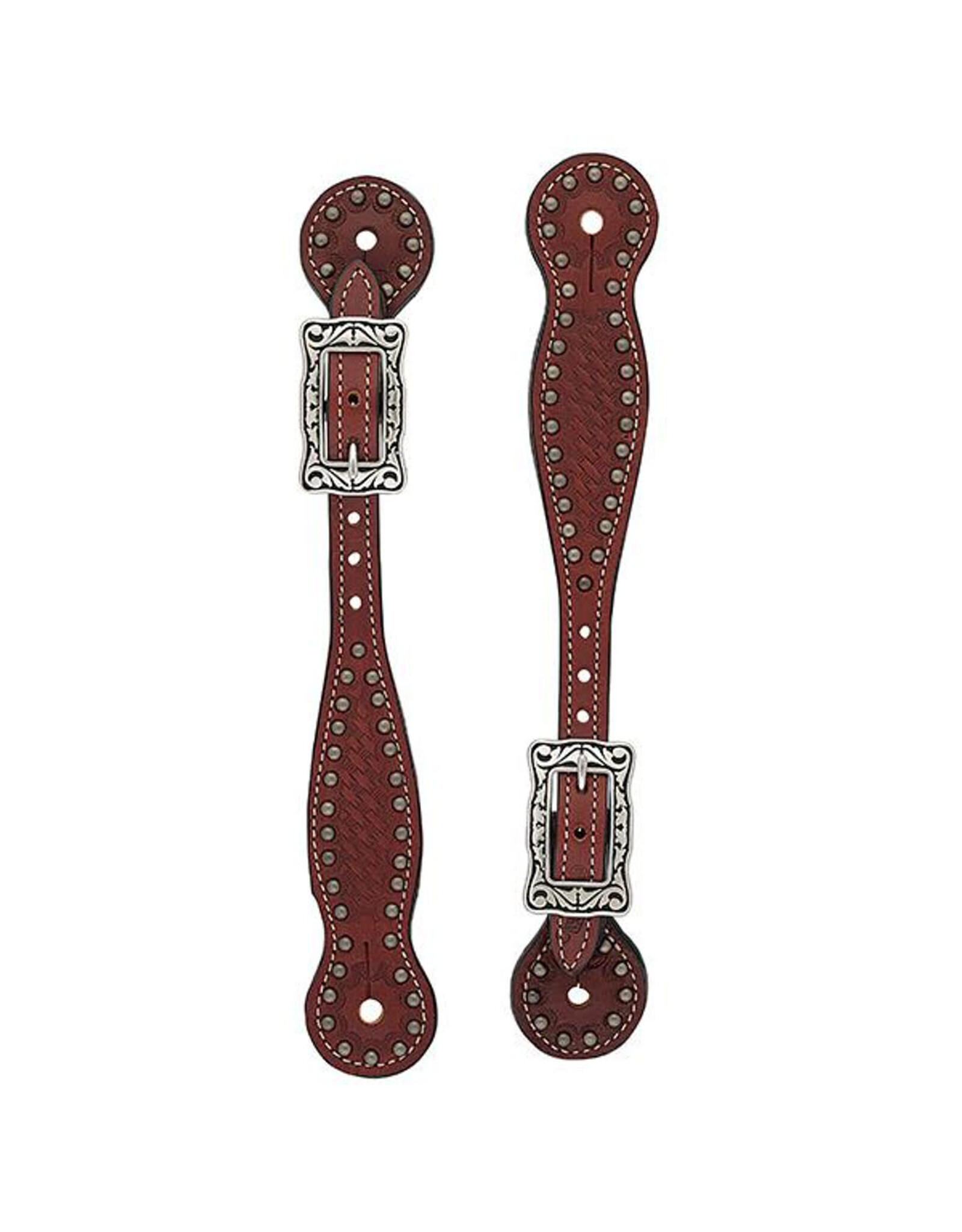 Weaver Basketweave W/Spots Thin Spur Straps 30-0296-CH Chestnut