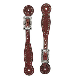Weaver Basketweave W/Spots Thin Spur Straps 30-0296-CH Chestnut