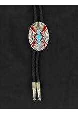 M&F Double S Turquoise and Red Stone Bolo 22814