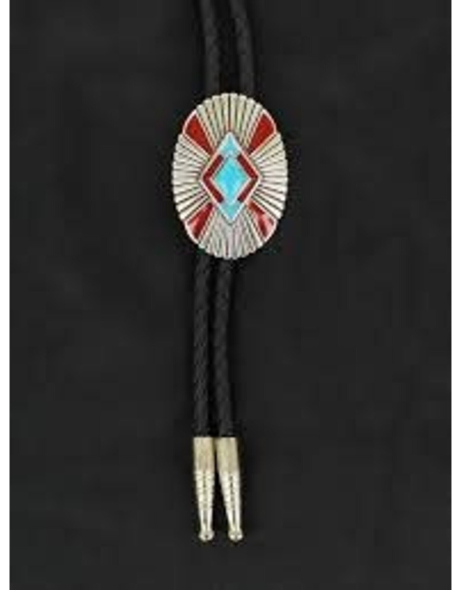 M&F Double S Turquoise and Red Stone Bolo 22814