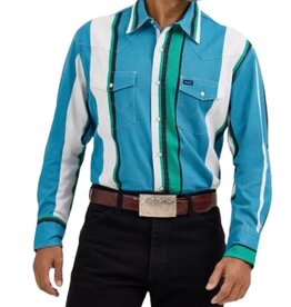 Wrangler Vintage Brushpopper Longsleeve 112368191 Blue Mule Stripe