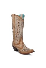 Corral Ladies Sand Embroidered And Overlay with Studs Western Boots A4740