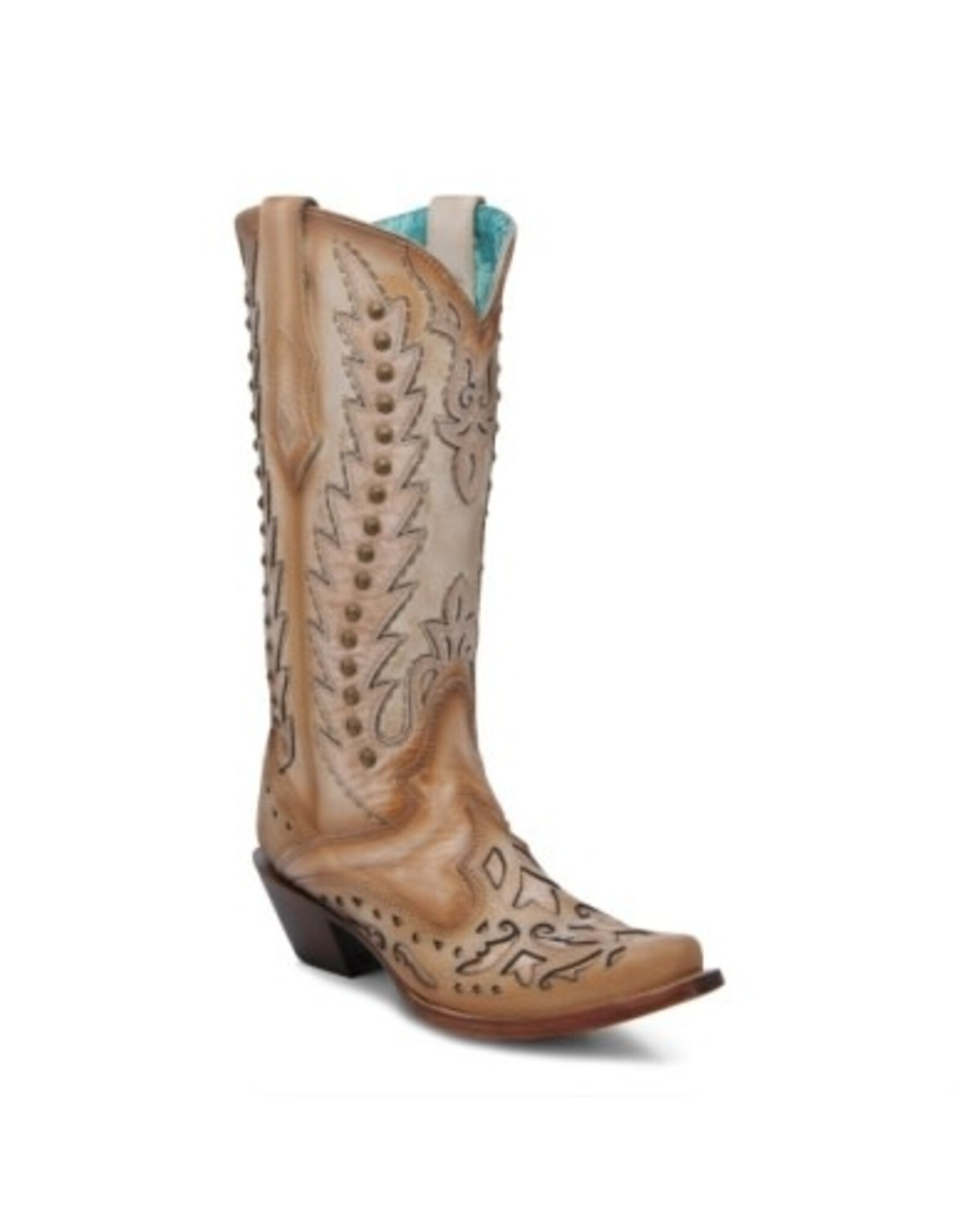 Corral Ladies Sand Embroidered And Overlay with Studs Western Boots A4740