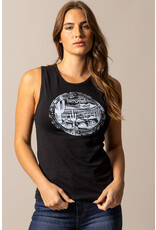 Kimes Ranch Ladies Cactus Prairie Black Tank Top