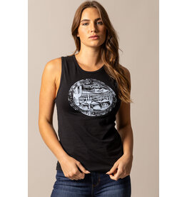 Kimes Ranch Ladies Cactus Prairie Black Tank Top