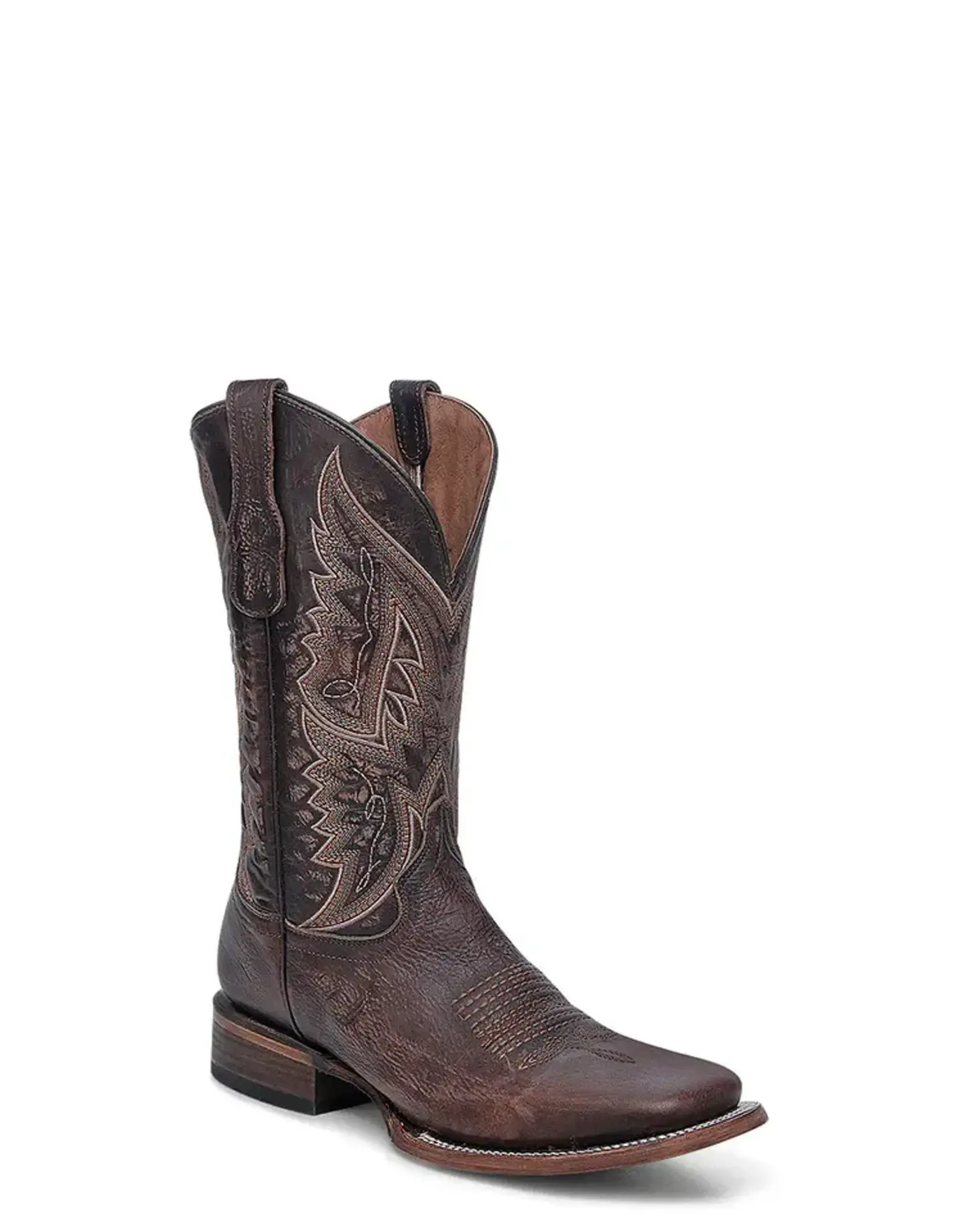 Circle G Mens Chocolate Embroidery Wide Sq. L6296 Western Boots