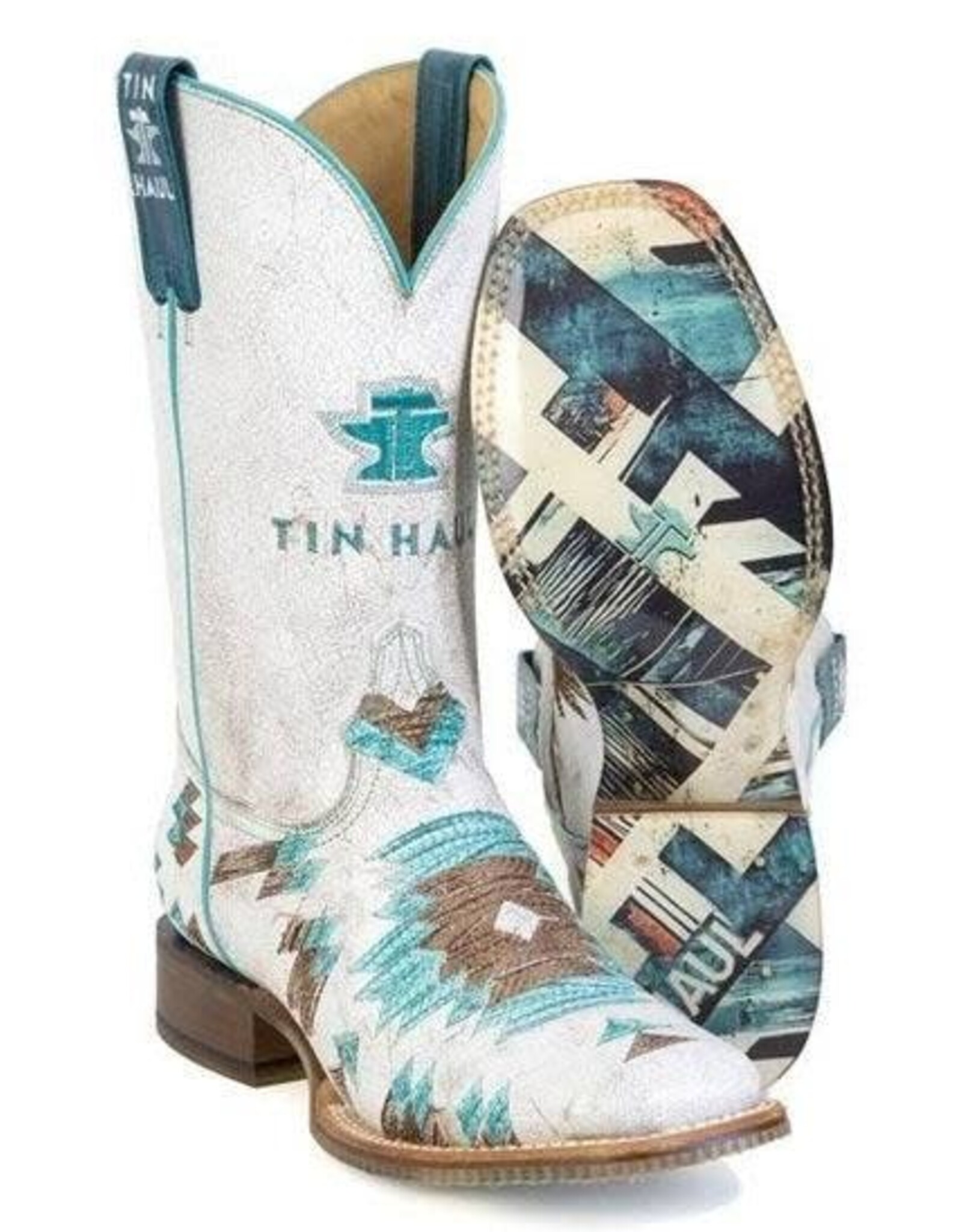Tin Haul Tin Haul Ladies Twisted Aztection Three D Sole Western Boots 14-021-0007-1564 WH