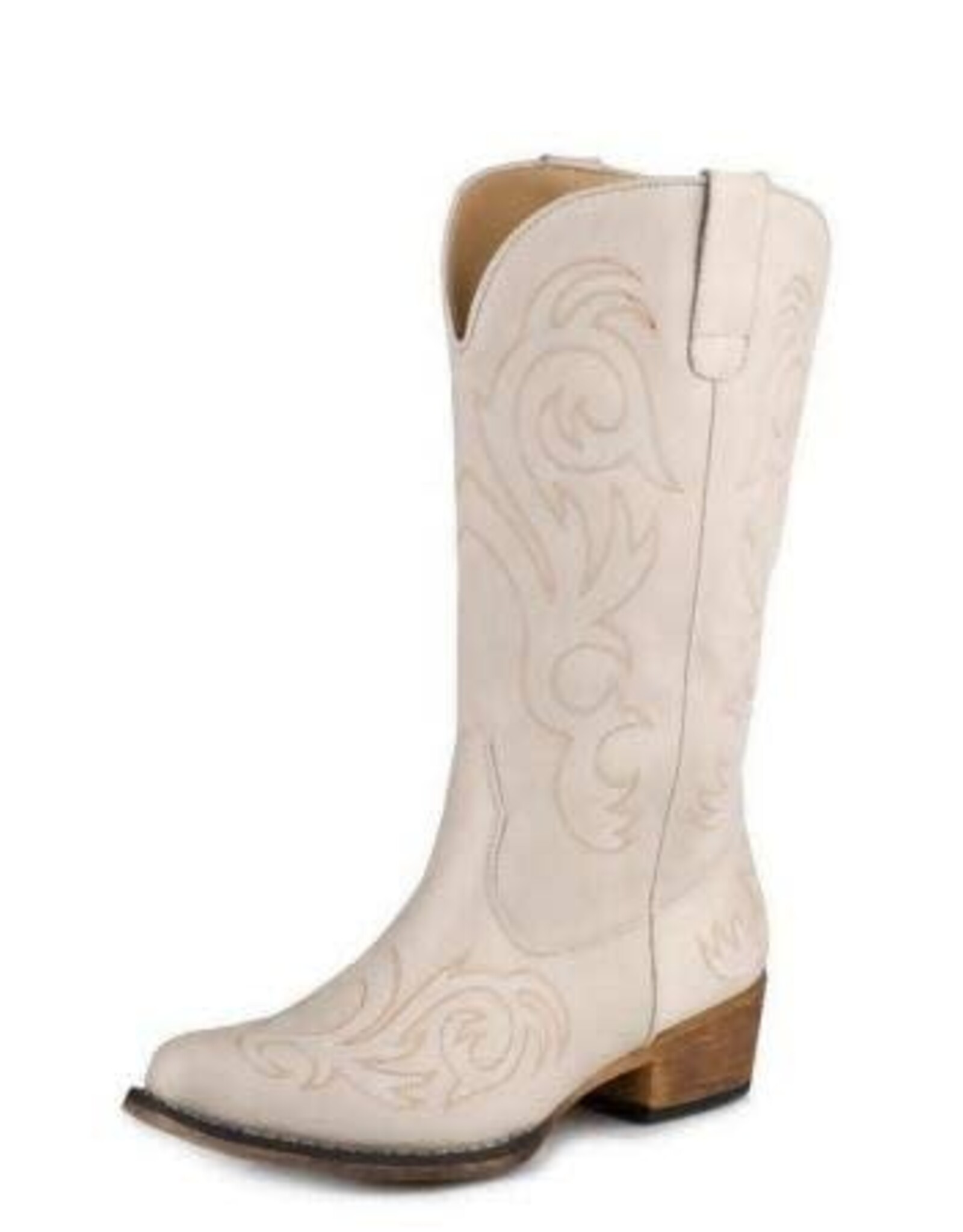 Roper Roper Womens Riley White Faux Leather Snip Toe Boot 09-021-1566-3466 DISCONTINUED