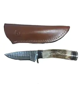 Circle SH Cutlery Circle SH Damascus Steel w/ Antler Handle CSH-GH9 Knife with Sheath