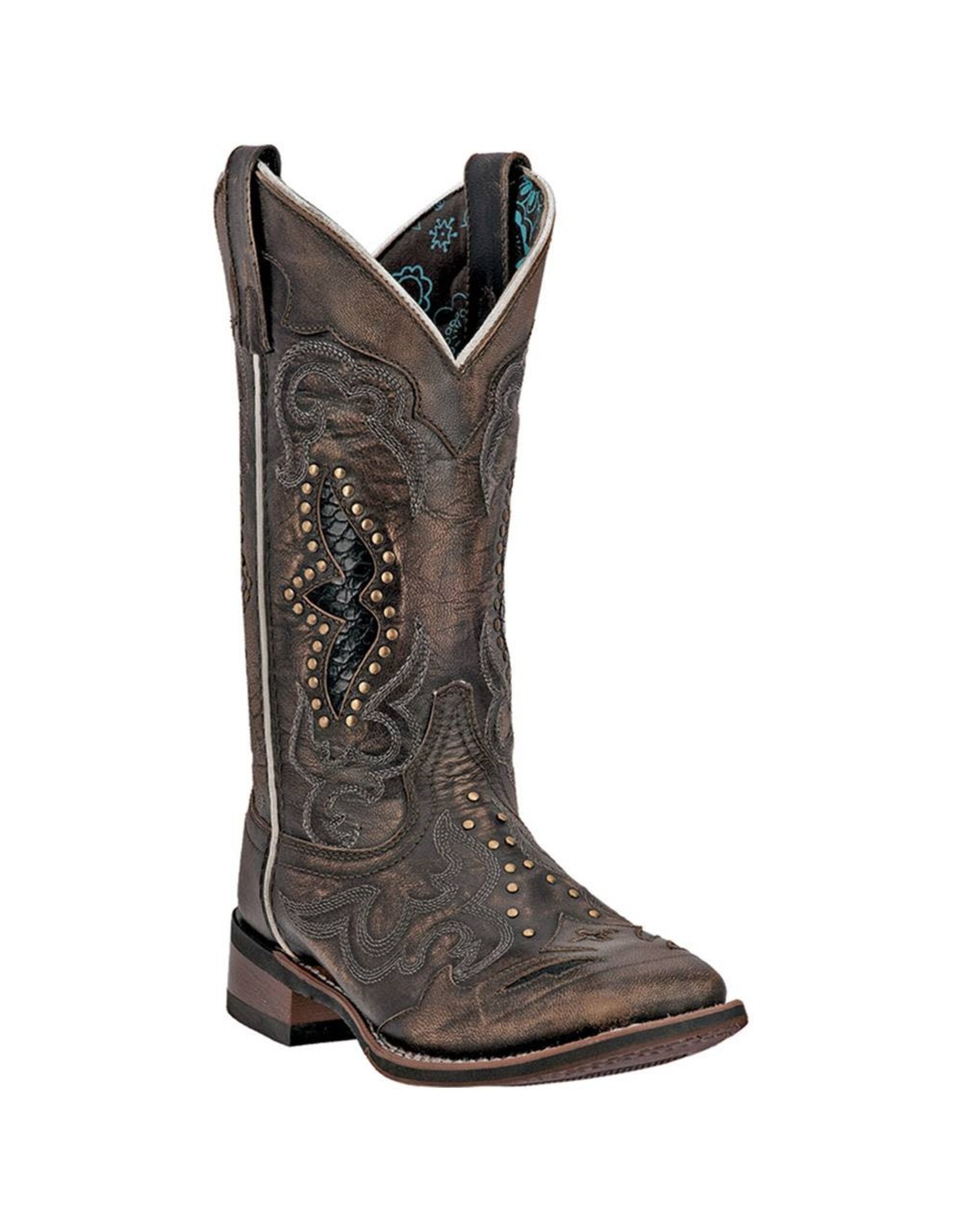 Laredo Ladies Black/Tan Snake Print Inlay 5660 Western Boots